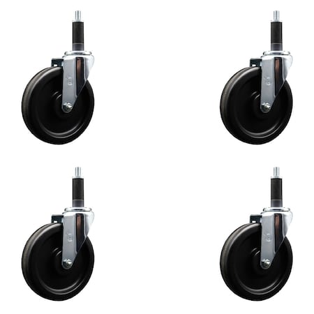 Service Caster 6'' Phenolic Wheel Swivel 1'' Expanding Stem Caster Set, 4PK SCC-EX20S615-PHS-1-4